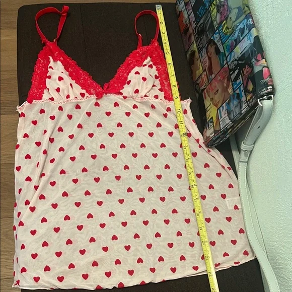 #1274=Red Heart Print Women's Sleepwear Set - Picture 3 of 8